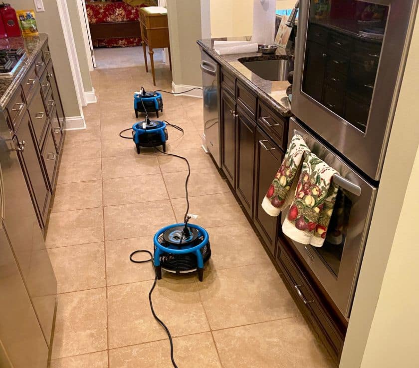 Tile floor deep cleaned and grout sealed in a kitchen in Monmouth County NJ